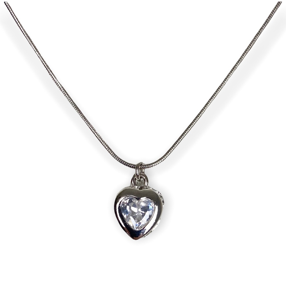 Swarovski Crystal Caged Heart Silver Pendant Necklace